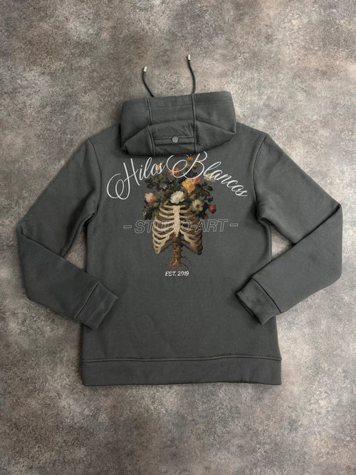 White Threads Floral Hilos Blancos Hoodie - Grey